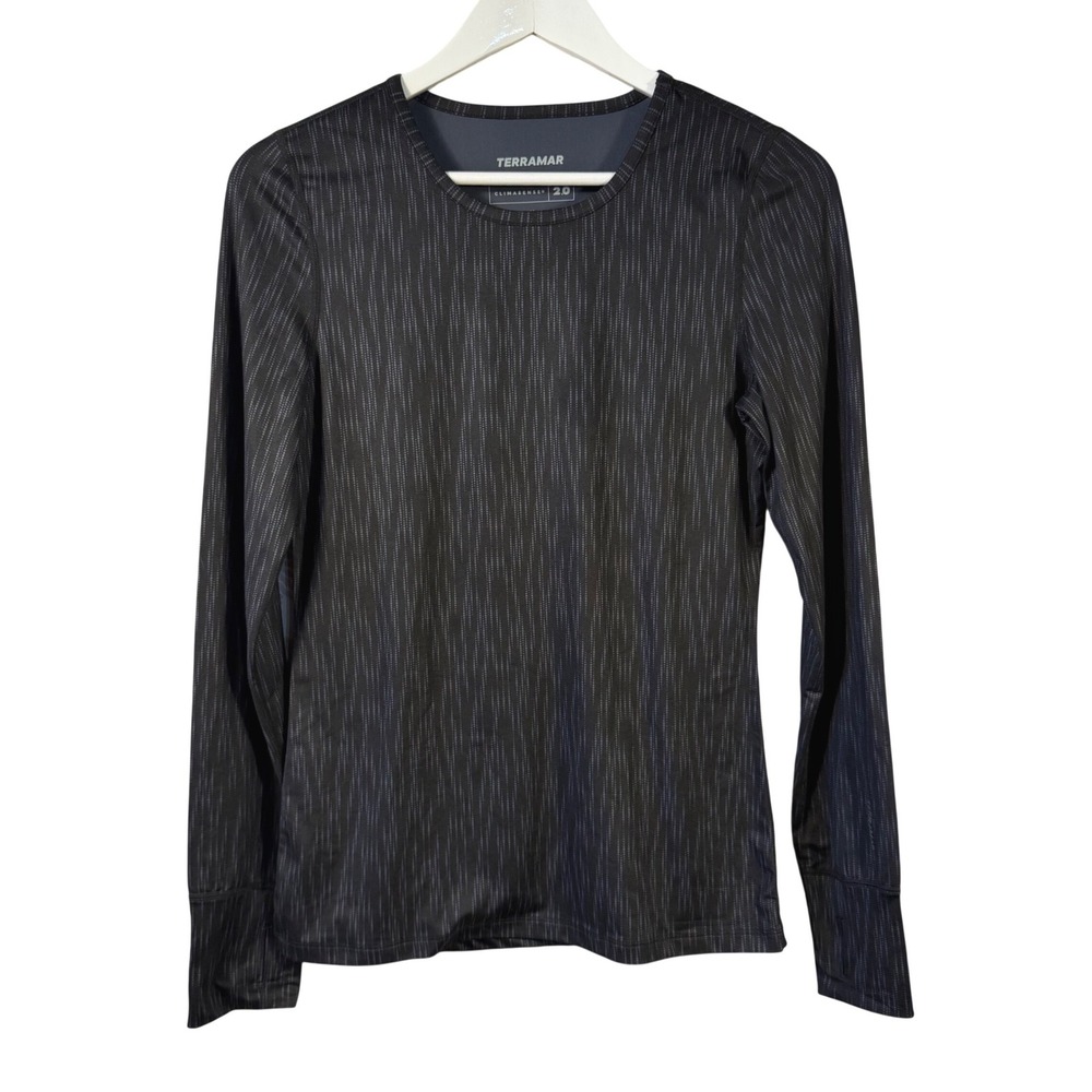 Terramar Climasense 2.0 Womens Black Striped Base Layer Top Thumbholes M - Picture 1 of 11